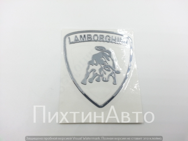 3956 IDV Наклейка металл "LAMBORGHINI" хром 45*50мм 3956