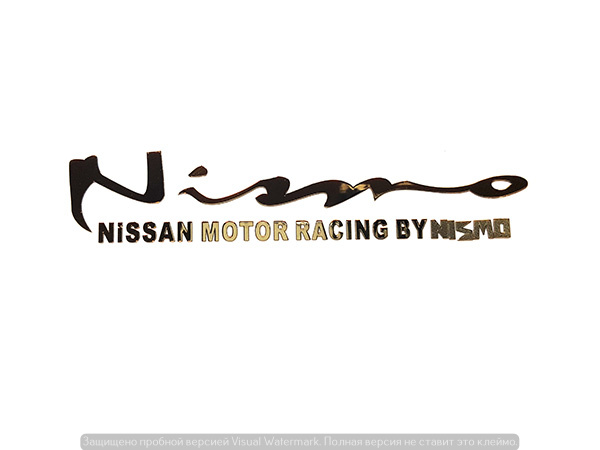 3963 IDV Наклейка металл "NISMO NISSAN Motor Racing by Nismo" золото 90*20мм 3963