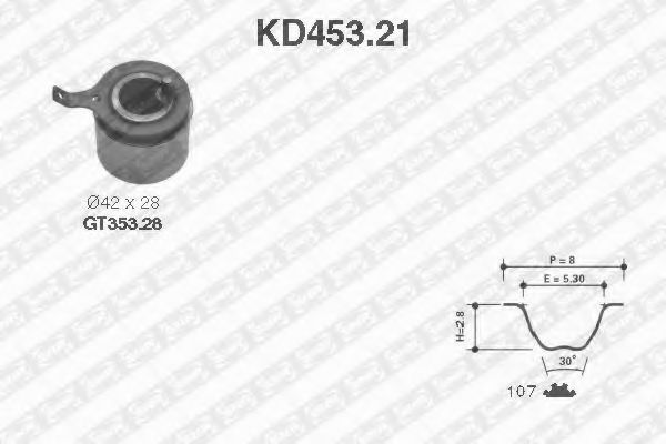 KD45321 SNR-NTN Комплект грм daewoo matiz/chevrolet spark 0.8l (ролик+ремень 107x25,4)