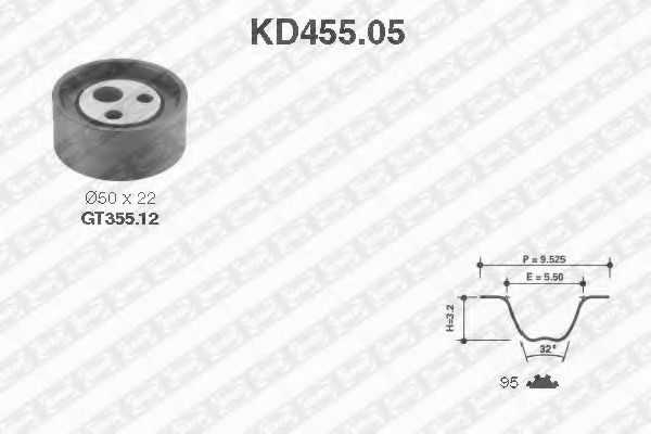 KD45505 SNR-NTN ремень грм зубчатый с роликами, комплект