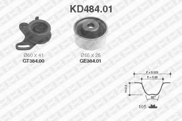 KD48401 SNR-NTN         Комплект ремня ГРМ HYUNDAI Accent(LC) 1,5i 16V 99-05 (RUS) 03-> (нат. ролик 24410-22000+обвод. рокик