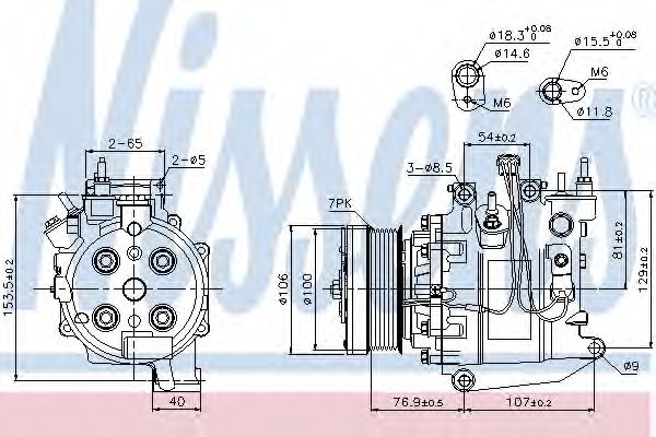 89247 NISSENS Компрессор кондиционера honda accord 2.0 03- 180см3 шкив 100мм