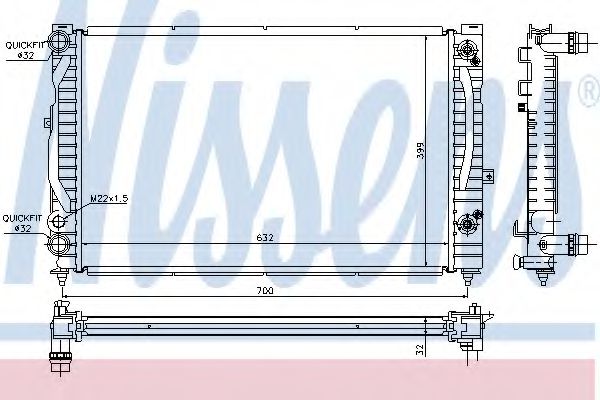 60229 NISSENS Радиатор A4A6PASSAT 1.6-2.31.9TD 95-