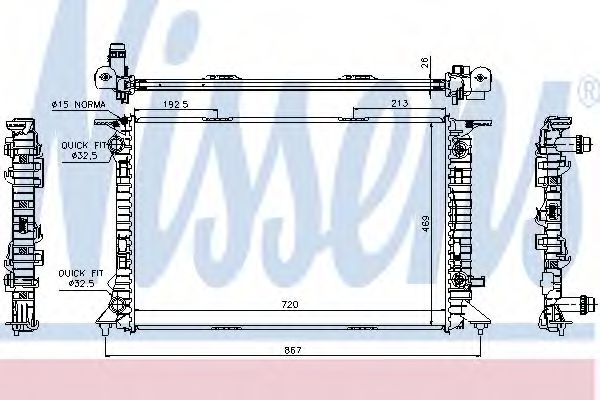 60321 NISSENS Радиатор AUDI A4/A6 07- 1.8/2.0 охлаждения