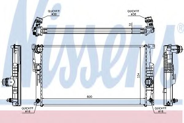 60817 NISSENS NS60817_радиатор системы охлаждения! BMW F20/F21/F30/F31 1.6-3.0i/D 10