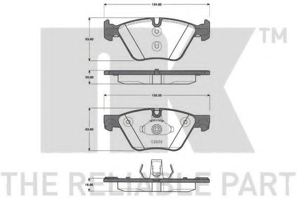221553 NK Комплект тормозных колодок, дисковый тормоз