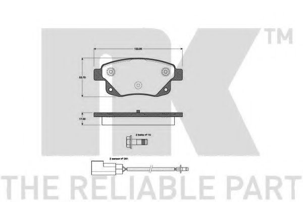 222565 NK Колодки тормозные FORD TRANSIT 6> задние с датчиком