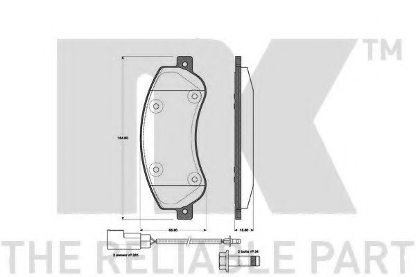 222566 NK Колодки тормозные FORD TRANSIT 6> передние с датчиком