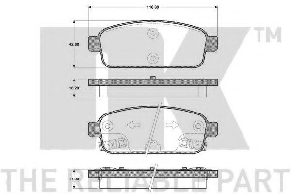 223647 NK Колодки тормозные дисковые задние / CHEVROLET Cruze,OPEL Astra-J 09~