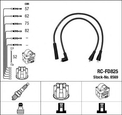 8569 NGK Провода вв FORD SCORPIO 1.82. 85-92 RC-FD825