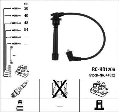 44332 NGK Провода высоковольтные 1.5/1.6 DOHC ACCENT/GETZ/ELANTRA/MATRIX/VERNA 00- NGK