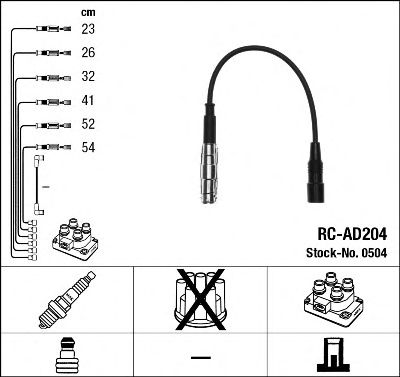 0504 NGK Комплекты высоковольтных проводов RC-AD204