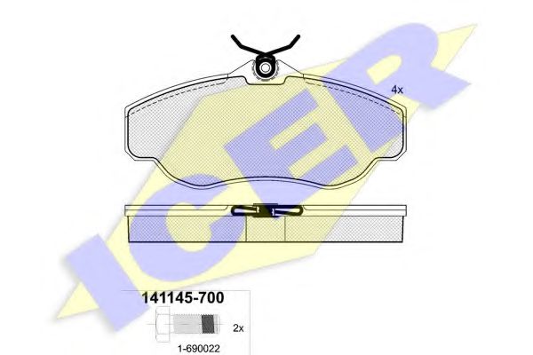 141145700 ICER КОЛОДКИ ТОРМОЗНЫЕ К-Т LAND ROVER Discovery II (LJ, LT) 04Range Rover II (LP) 02