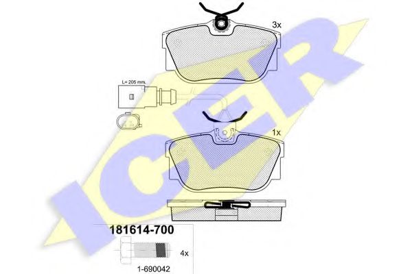 181614700 ICER колодки торм.зад.с дат. VW T4