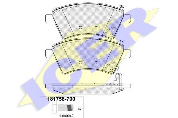 181758700 ICER КОЛОДКИ ДИСКОВЫЕ ПЕРЕДНИЕ SUZUKI SX4 06