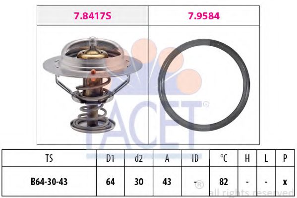 78417 FACET термостат (с прокладкой) chrysler: stratus (ja) 2.