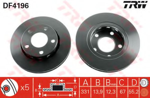 DF4196 LUCAS TRW/ZF RUSSIA    MB ML (W163) 99-05 D331,5mm TRW DF4196