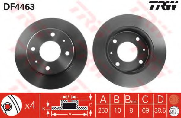 DF4463 LUCAS TRW/ZF RUSSIA    MITSUBISHI Colt IVSMART 454 D250mm TRW DF4463