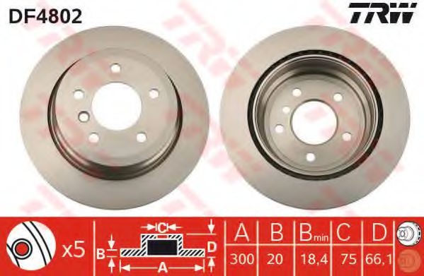 DF4802 LUCAS TRW/ZF RUSSIA    BMW E81E87E90X1(E84) Vent.D300mm TRW DF4802