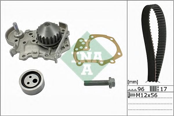 530019131 INA комплект ремня грм renault kangoo 1.6 -01 (с помпой)