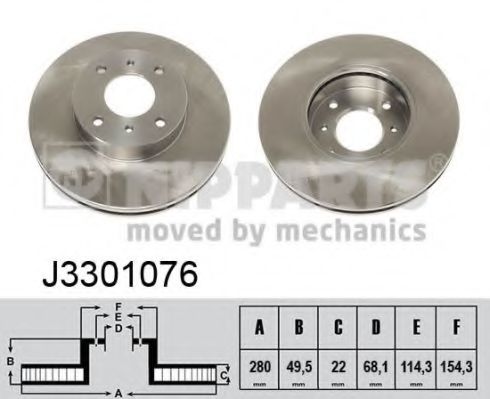 J3301076 NIPPARTS Диск тормозной передний P11E/N16E ABC (15")