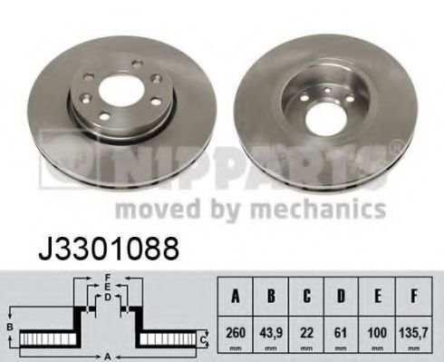 J3301088 NIPPARTS Диск тормозной передний