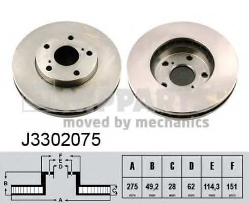 J3302075 NIPPARTS Диск тормозной TOYOTA CAMRY 2.23. 91-1AVENSIS VERSO 2. 1- передний