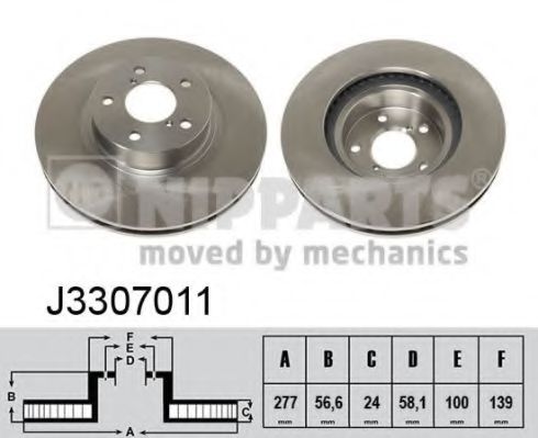 J3307011 NIPPARTS Диск тормозной SUBARU FORESTER 97-IMPREZA 94-LEGACY 3- передний вент.