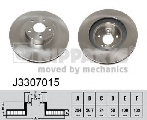 J3307015 NIPPARTS Диск тормозной SUBARU FORESTER 3-IMPREZA 94-LEGACY 3- передний вент.