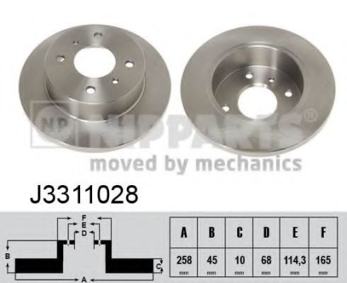 J3311028 NIPPARTS Диск торм. NISSAN PRIMERA (P1P11) 1.6-2. ALNERA (N16) 1.5 зад.