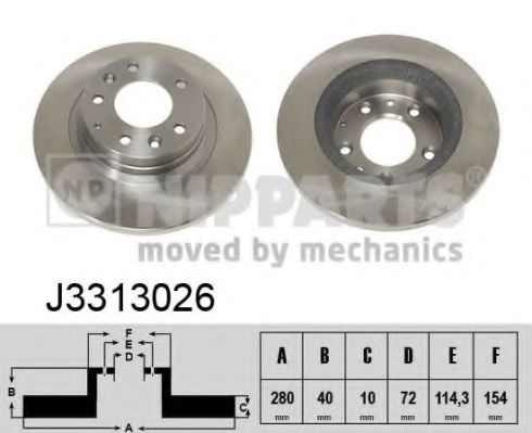 J3313026 NIPPARTS Диск тормозной DA 6 7 MX-5 8 DA 323 1 4DA 626 99 2 задний