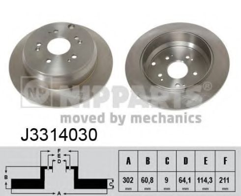 J3314030 NIPPARTS Диск тормозной задний cr-v 07-