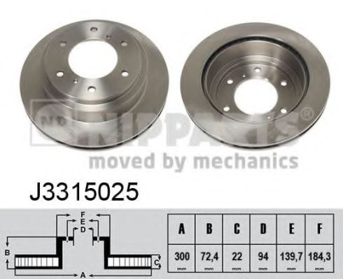 J3315025 NIPPARTS Диск тормозной MITSUBISHI PAJERO >6>(R16) задний