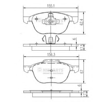 J3603063 NIPPARTS Колодки тормозные FORD FOCUS II 4>DA 3 3> передние