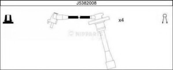 J5382008 NIPPARTS ПРОВОД СВЕЧНОЙ ВЫСОКОВОЛЬТНЫЙ