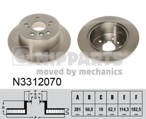 N3312070 NIPPARTS ДИСК ТОРМ.ЗАД. CAMRY 06-