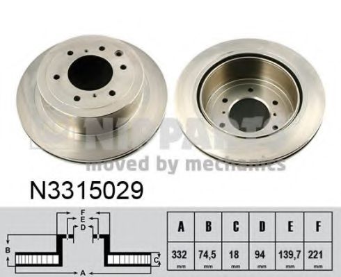 N3315029 NIPPARTS Диск тормозной MITSUBISHI PAJERO IV 7- задний