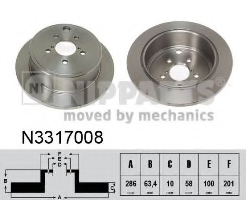 N3317008 NIPPARTS диск тормозной subaru forester 05-impreza 08-legacy 07-outback 08- задний