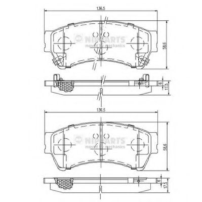 N3603071 NIPPARTS КОЛОДКИ ТОРМОЗНЫЕ ПЕРЕД. DA 6 1,8-2,5L 07-