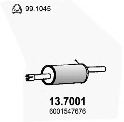 137001 ASSO Задняя часть глушителя