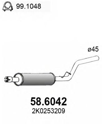 586042 ASSO Средний глушитель выхлопных газов