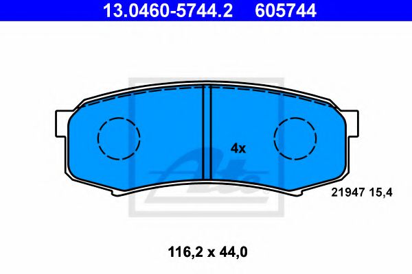 13046057442 ATE Колодки тормозные TOYOTA/LEXUS/MITSUBISHI LAND CRUISER/90/120/150/GX/PAJERO 4 90- задн.