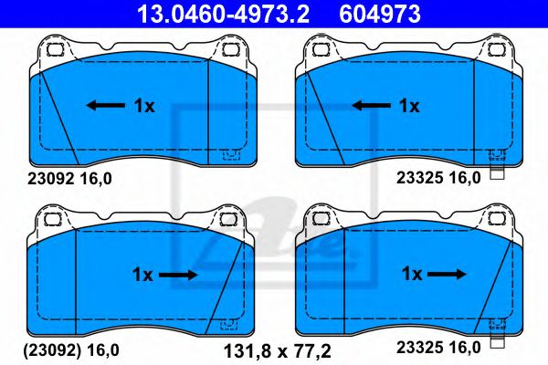 13046049732 ATE КОЛОДКИ ТОРМ MITS LANCER 2.0 16V ПЕР 9903-<<