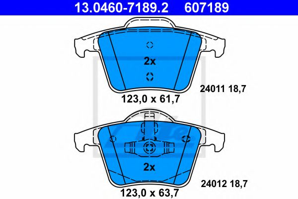 13046071892 ATE Колодки тормозные VOLVO S80/V70/XC70/XC90 02- перед.