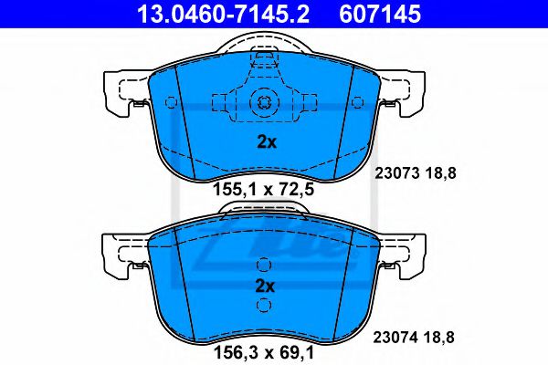 13046071452 ATE Колодки тормозные VOLVO S60/S70/S80/V70/XC70 -10 перед.