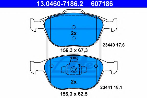 13046071862 ATE КОЛОДКИ ТОРМ FRD FOCUSTOURNTRANSFIEST F 0206>