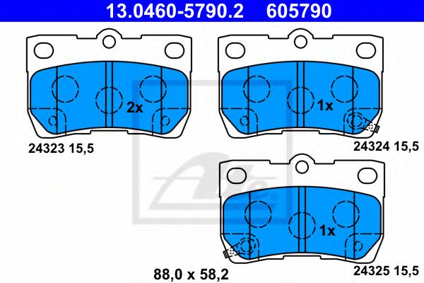 13046057902 ATE Колодки тормозные LEXUS GS/IS 05- задн.