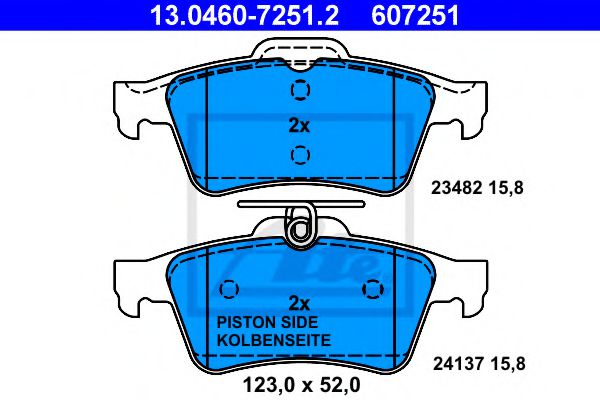 13046072512 ATE КОЛОДКИ ТОРМ. ЗАД. FORD FOCUS 05C-MAX 03-07TRANSIT CONNECT (P65, P70, P80) 02SAAB 9-