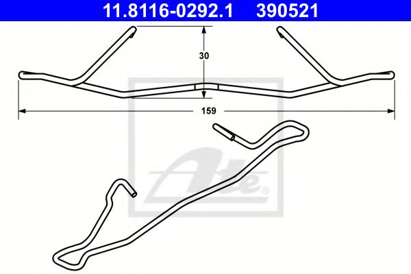 11811602921 ATE Скоба прижимная GM ASTRA/COMBO/CORSA/MERIVA/OMEGA/VECTRA/ZAFIRA 92-