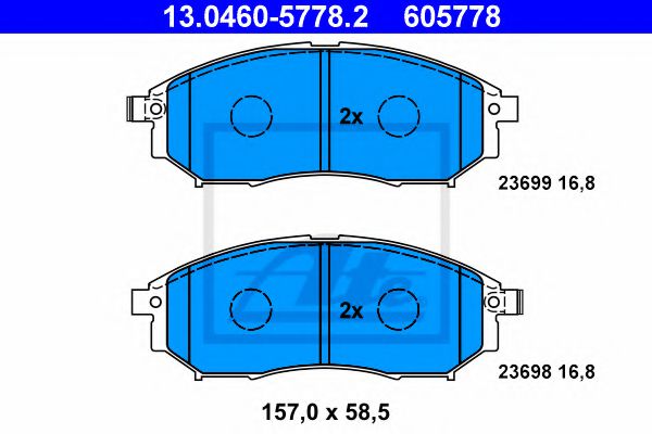 13046057782 ATE Колодки тормозные INFINITI/NISSAN/SUZUKI FX/EX/MURANO/NAVARA/PATHFINDER 03- перед.